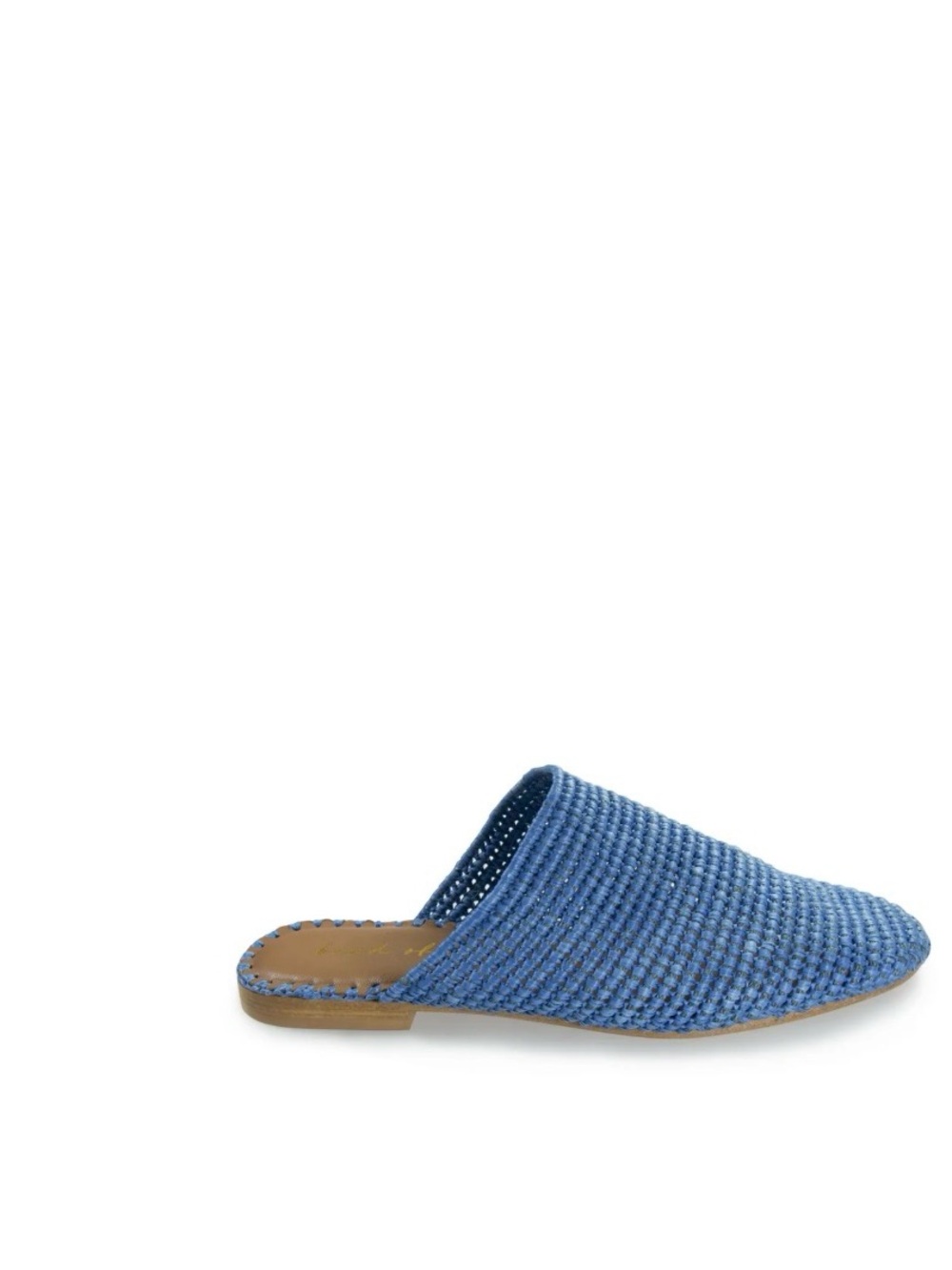 Band of the Free Skate Dusty Blue Raffia Woven Slip-On Mules shoes leather sole